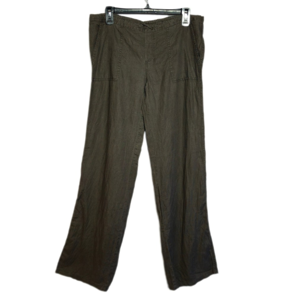 London Jean Linen Wide Leg Drawstring‎ Pants Womens Size 4 Bohemian Relaxed Boho